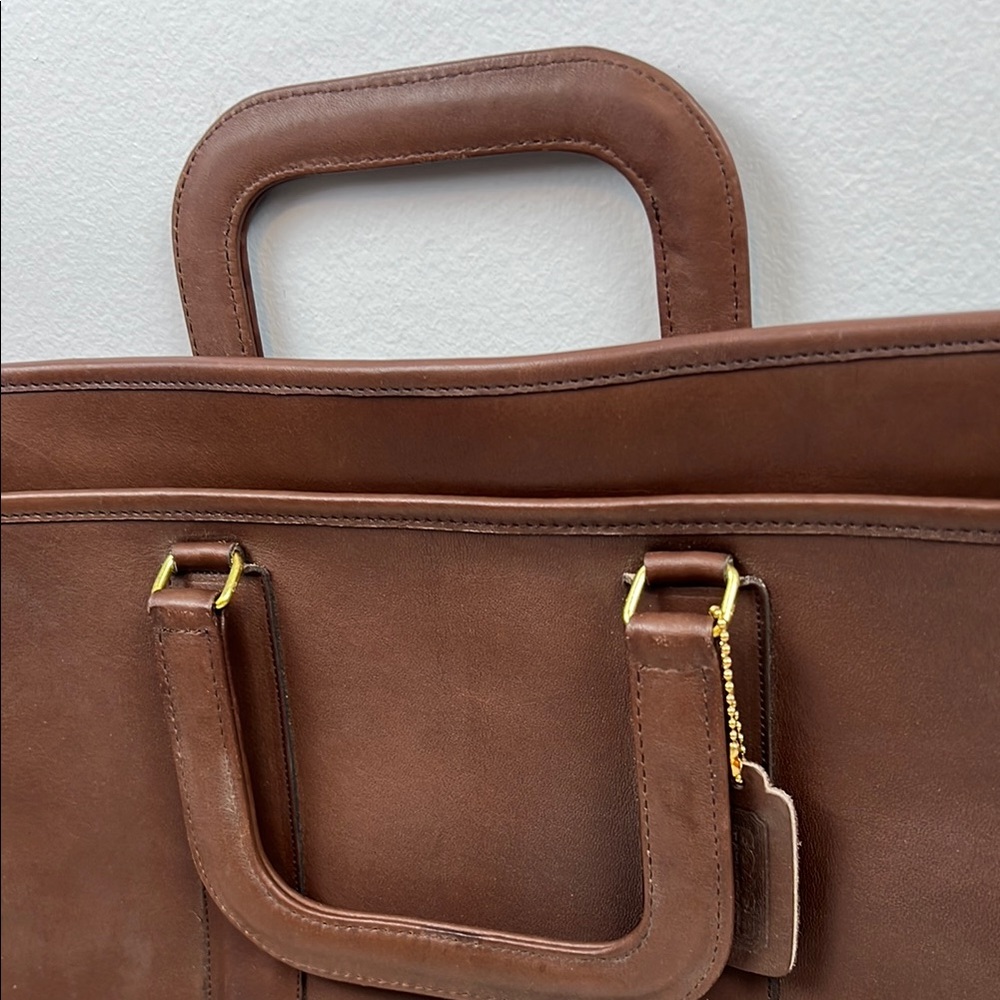 Vintage Coach USA Mahogany Leather Top Handle Office Work Briefcase Bag - Picture 10 of 16